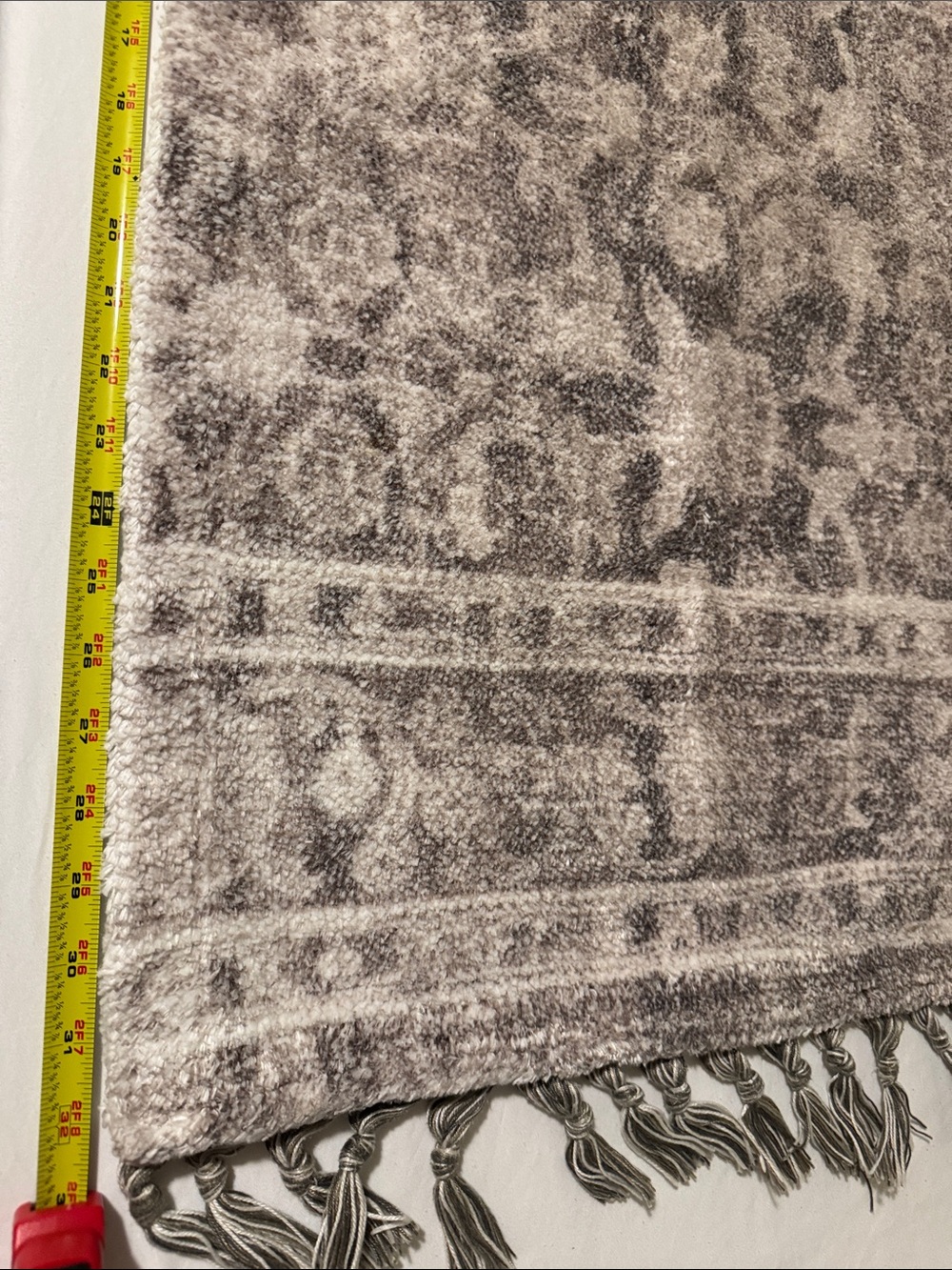 Neutral Patterned Fringe Throw Rug - Picture 4 of 4